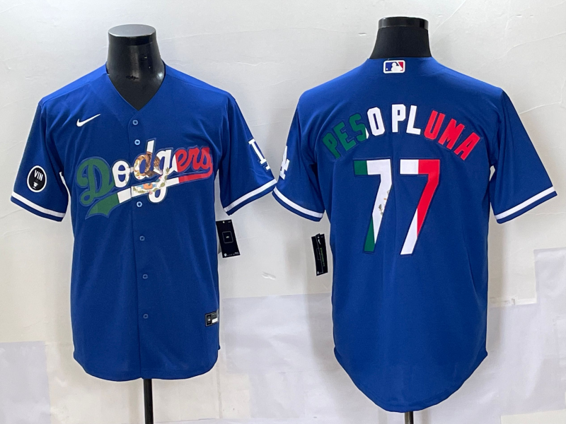 Men 2025 Los Angeles Dodgers #77 Pesopluma Blue Nike MLB Jersey style 013